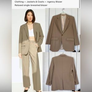 Worn 1x Agency Blazer Babaton Single Button Taupe Beige XS